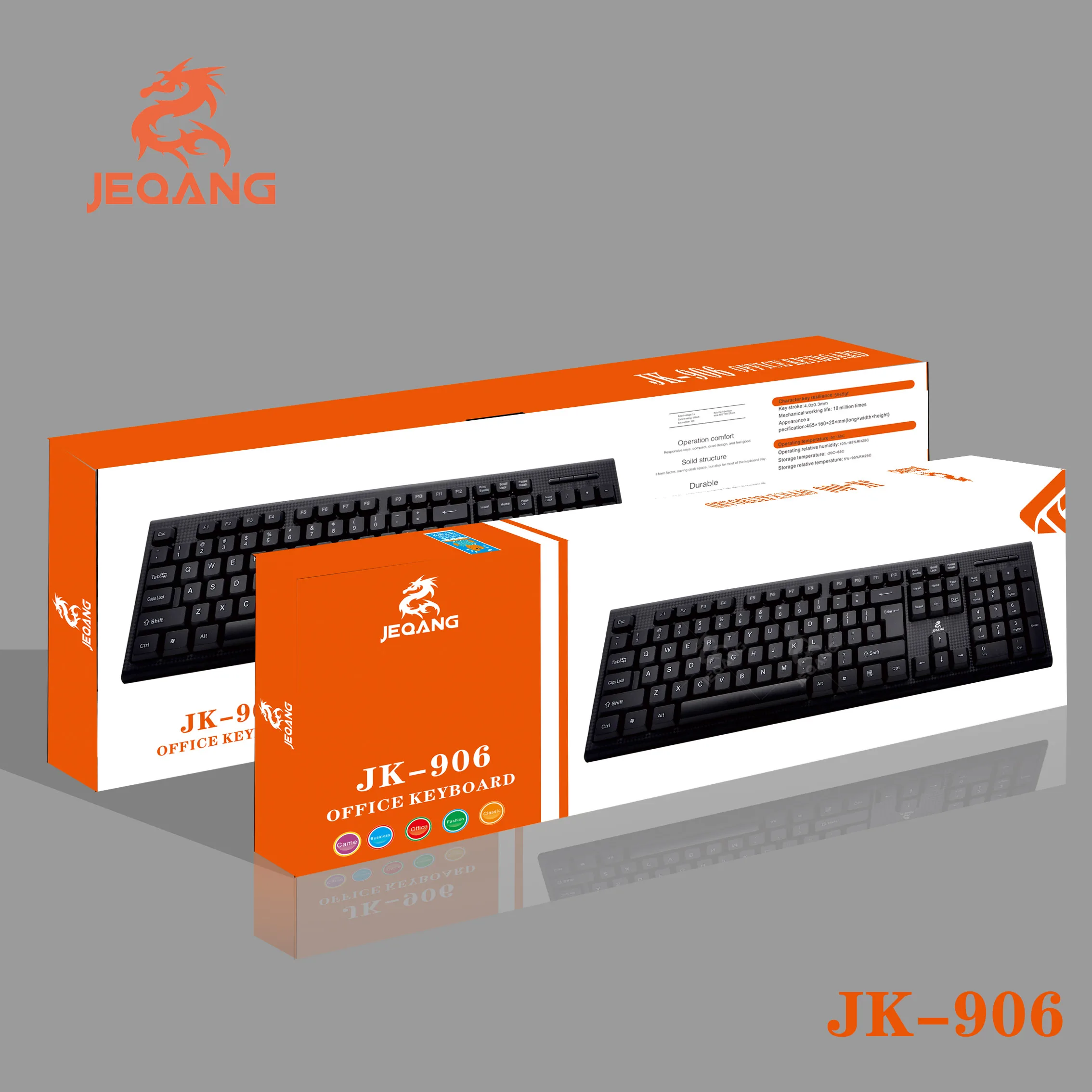 JEQNAG Factory Wholesale JK-906 Office Keyboard Wired Russian Arabic USB Silent 104 Keys PC Desktop Wired Simple Keyboard