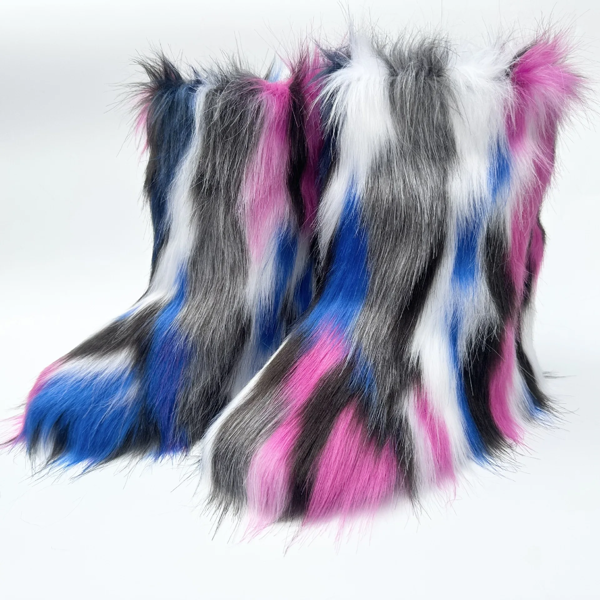 Hot Selling Ladies Imitation Raccoon Fur Boots Factory Wholesale High Quality Snow Boots Fur Snow Boots