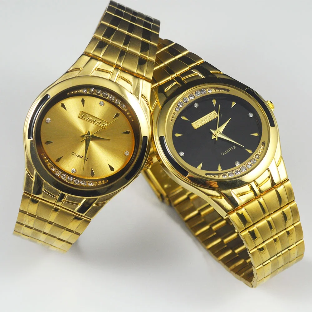 Fancy Mens Gold Round Shaped Watch Japan Original Quartz Wristwatch Gold Time Online Shopping