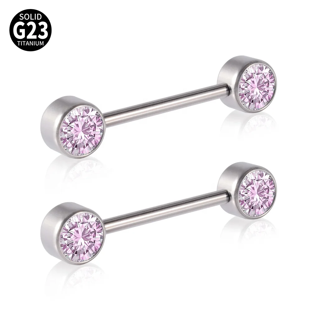 G23 Titanium Nipple Sexy Shield Bars Piercing Opal CZ Gem 14G Internally Thread Nipple Barbells Women Trendy Jewelry wholesale