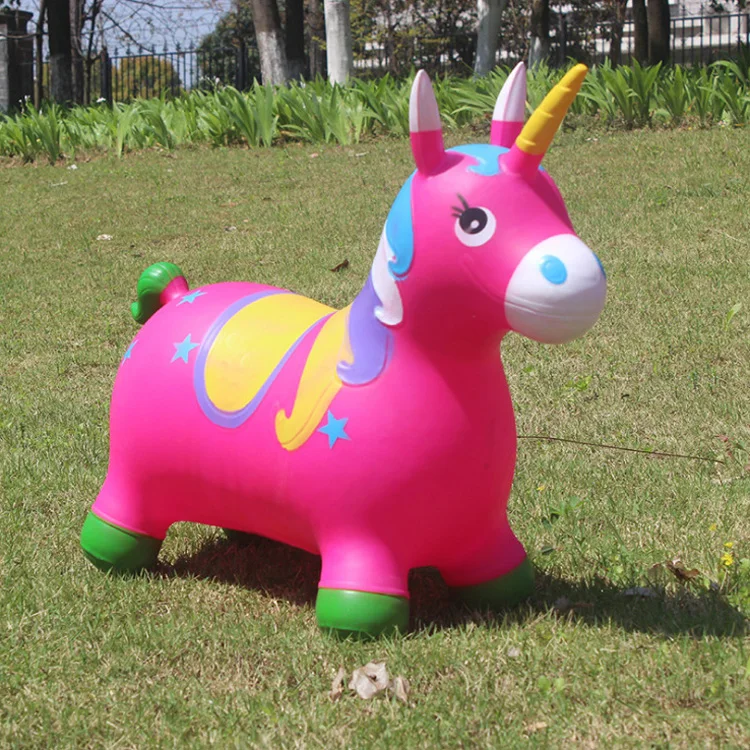PVC inflatable jumping horse for children, unicorn jumping horse toys inflatable riding toys