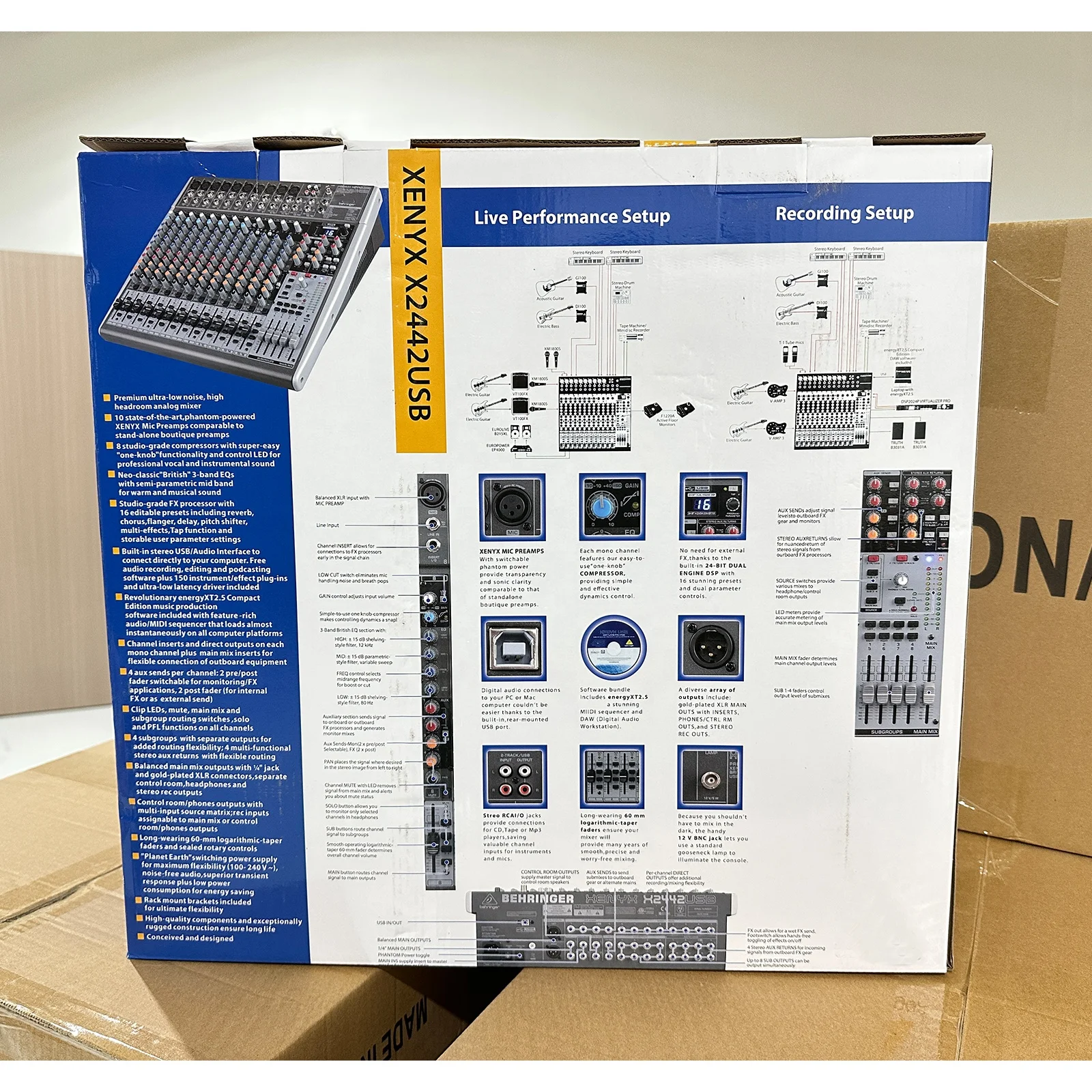 X2442USB Premium 24-Input 4/2-Bus Mixer with Mic Preamps/Compressors/British EQ 24-Bit Multi-FX Processor USB/Audio Interface