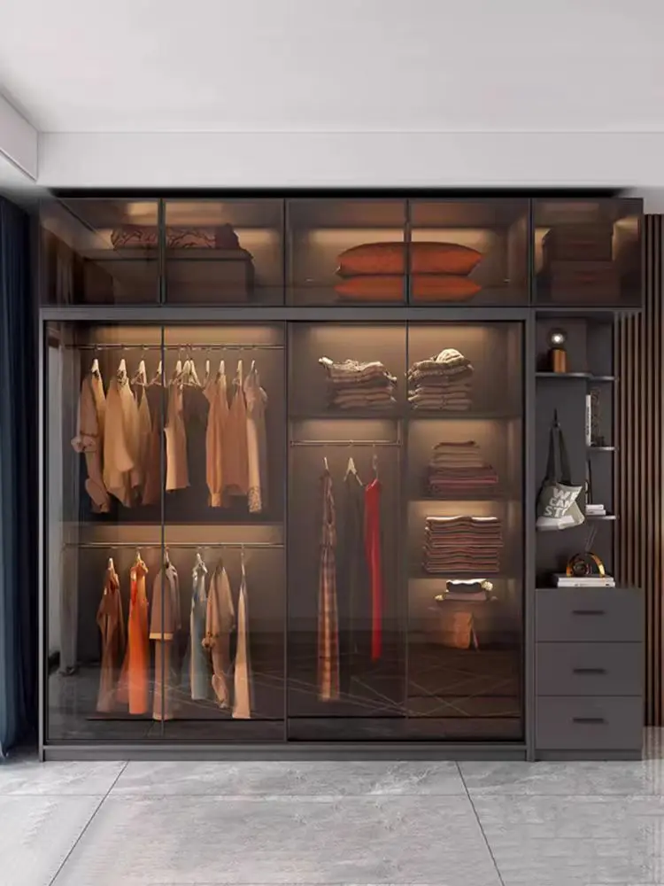 Balom 2024 customized luxury designs  walk in closet wardrobe with glass door and led light