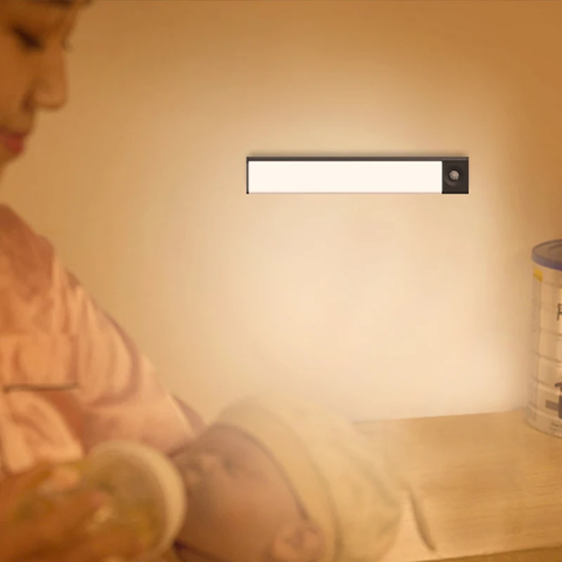 
led night ligh motion sensor wireless usb charge night lamp for kitchen cabinet wardrobe stairway wall lamp 