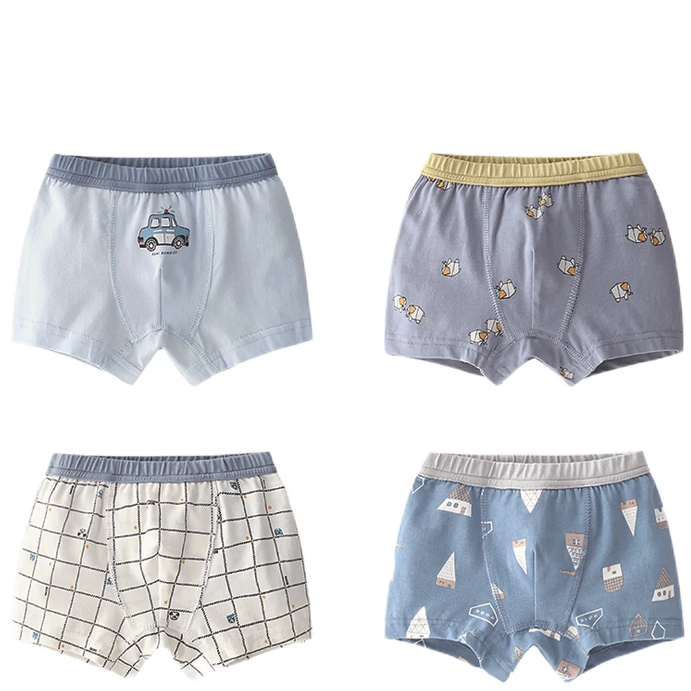 Factory high quality carton print boy underwear boxer briefs mix color 2-8Y young boy kid underwear