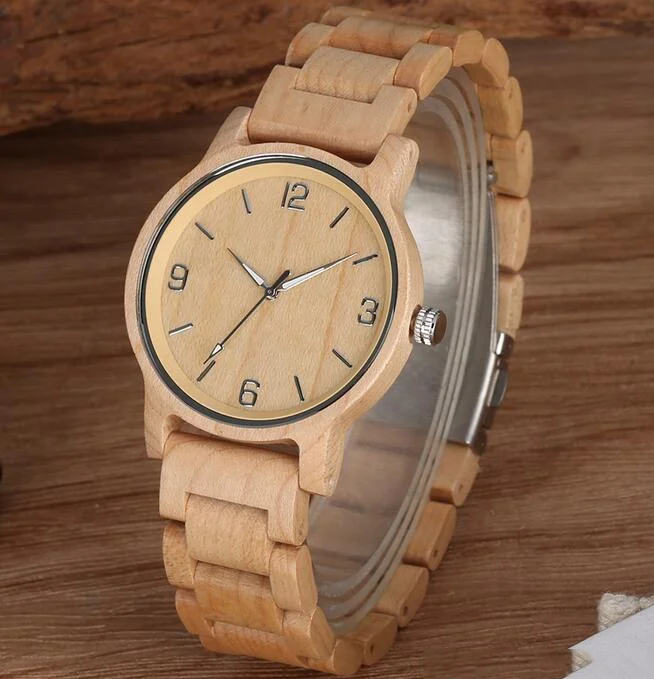 Sustainable wood men watch quartz movt brand luxury relogio masculino current relojes hombre