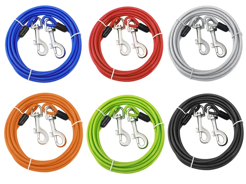 Customized size 10/20/30/50/100ft Heavy Duty Durable Tie Out Chew Proof Cable Dog Leash Lead Great for Outdoor Yard and Camping