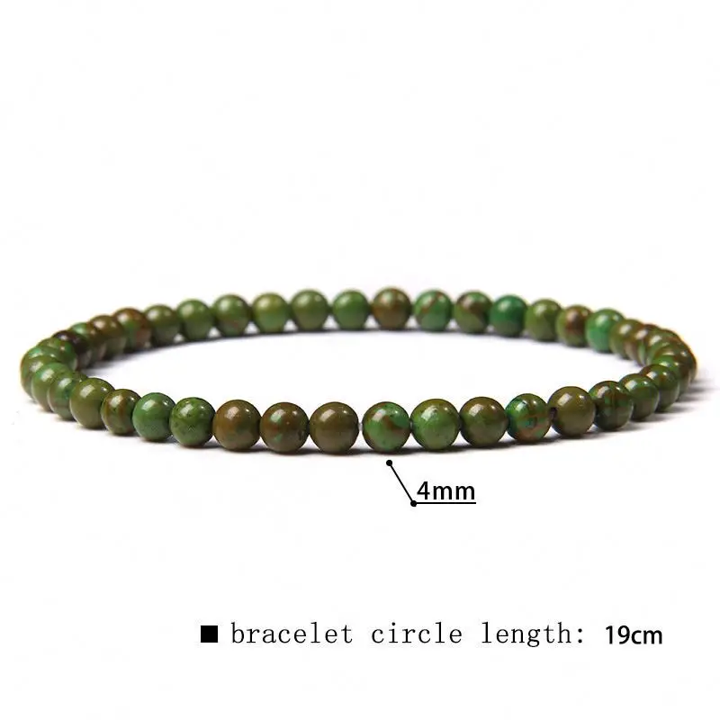 4Mm Natural Agate Stone Beads Energy Charm Bracelet Sterling Silver Small Beaded Bracelets Men