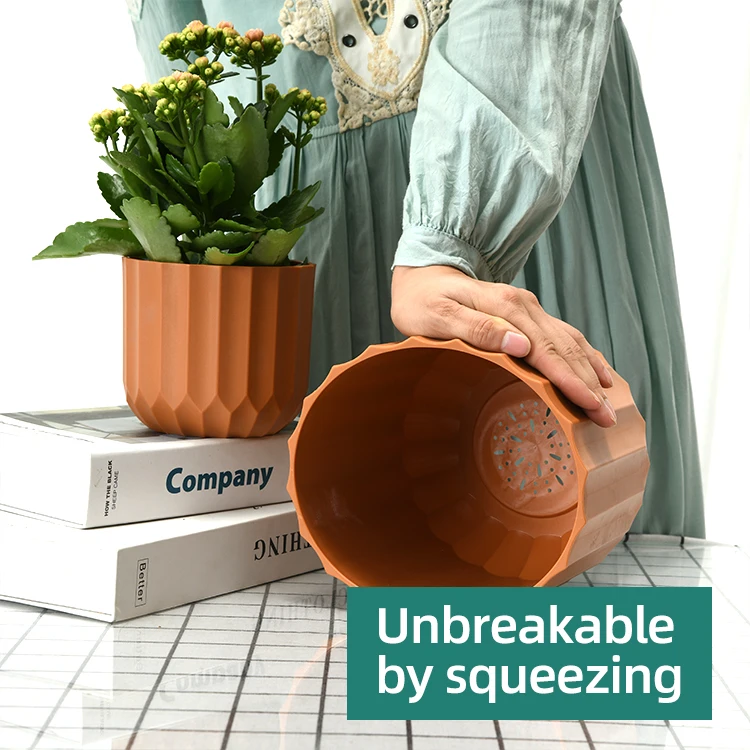 Geometric Home Garden Wholesale Pink Cheap Chinese Antique Medium Plant Pots Plastic Table Flower Pots Planter