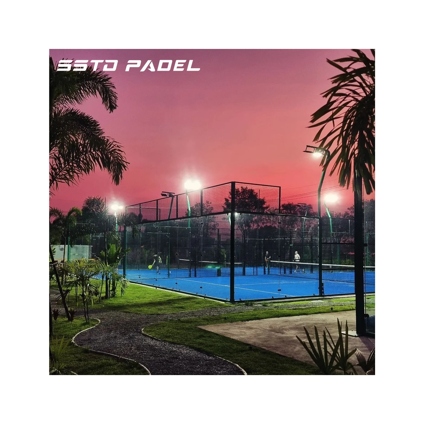 SSTD new design 10*20m panoramic padle court indoor and outdoor for paddle tennis sports