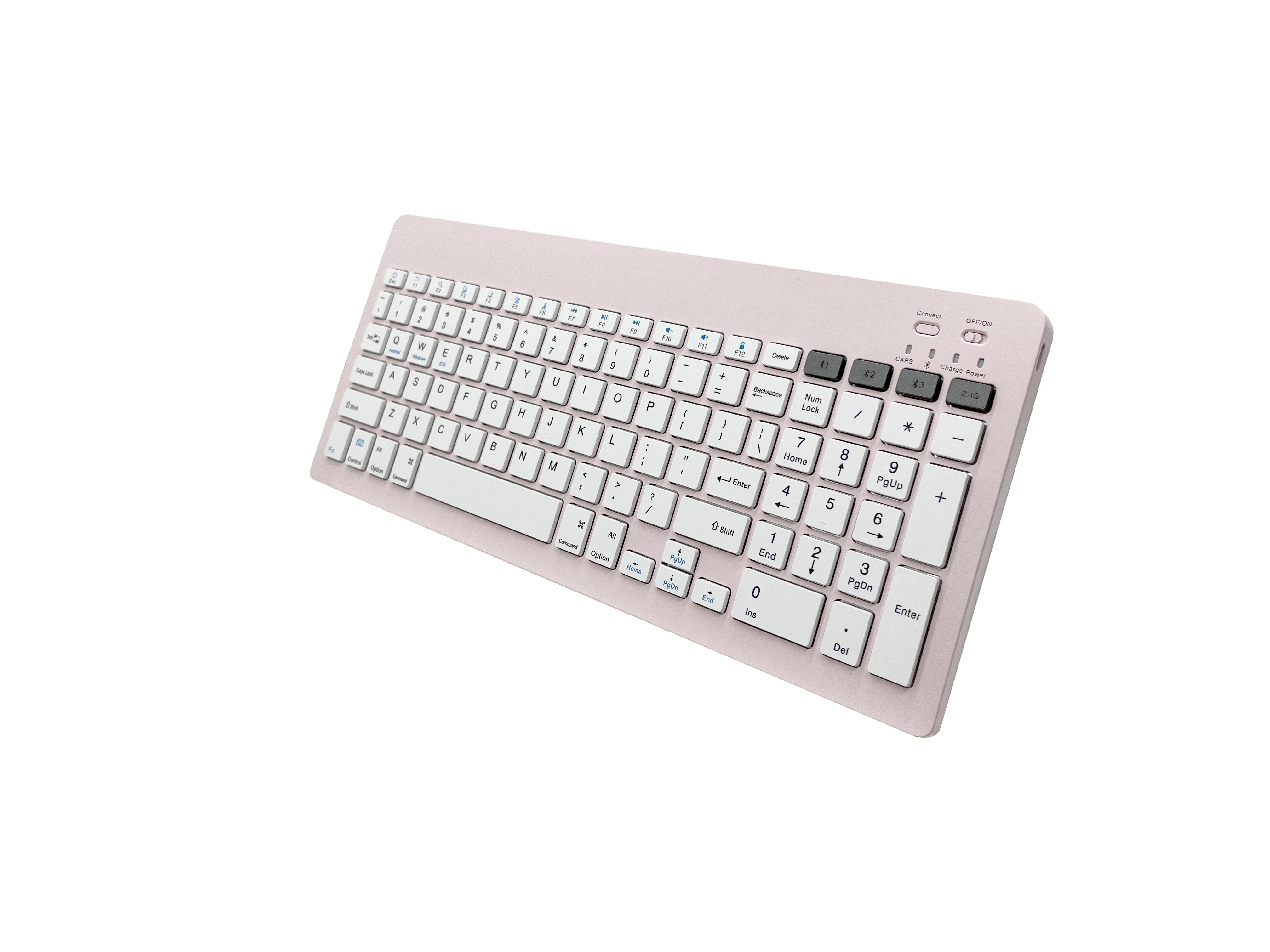 Factory Wholesale 99-key Mini Dual Mode 2.4g Bluetooth Keyboard Portable 2.4g&Bluetooth Keyboard for iPad Tablet PC Smart Phone