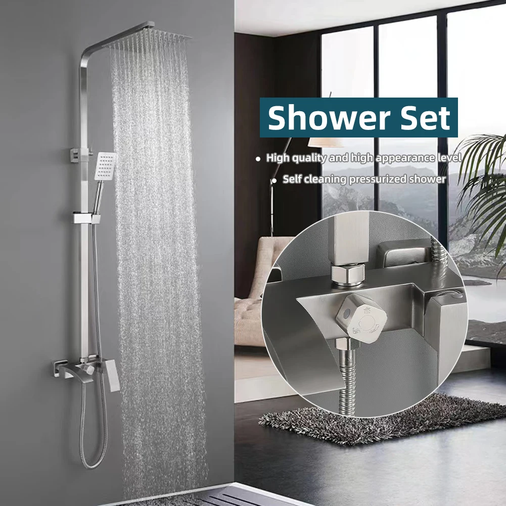 Best Quality Sus304 Stainless Steel Bathroom Modern Faucet Shower Set Square Rain Shower Head Set
