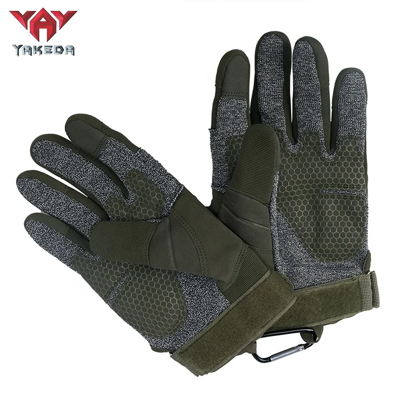 YAKEDA Hard Knuckle Full Finger Tactical Gloves Combat Gloves Touch Screen Cycling Racing Utility Cut-resistant Gloves
