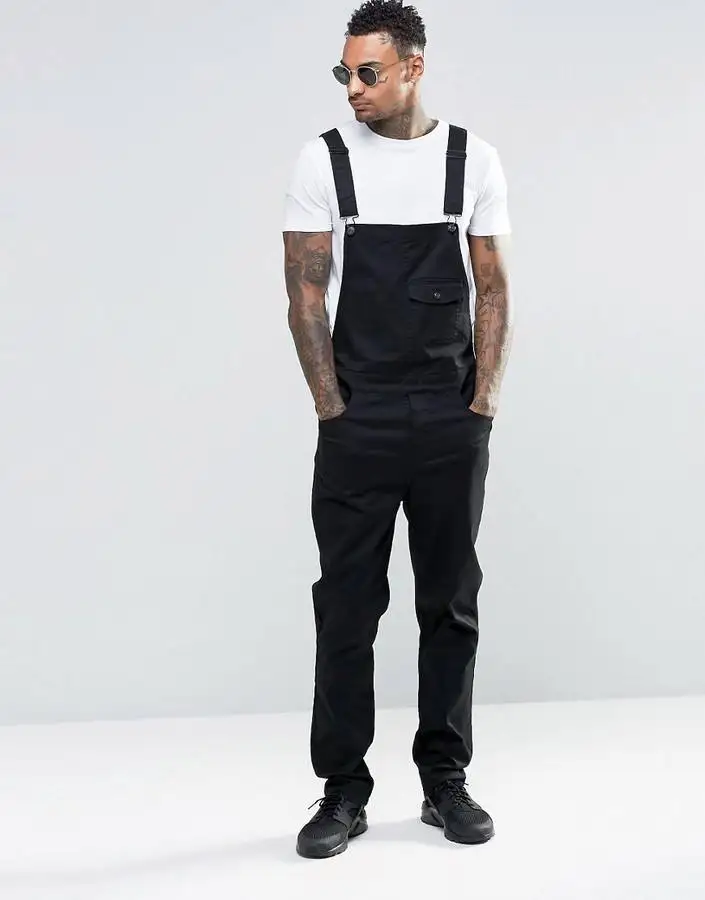 Wholesale New Fashion Overalls Trousers Denim Suspenders Black Dungaree Jeans Stylish Jeans Pant For Men