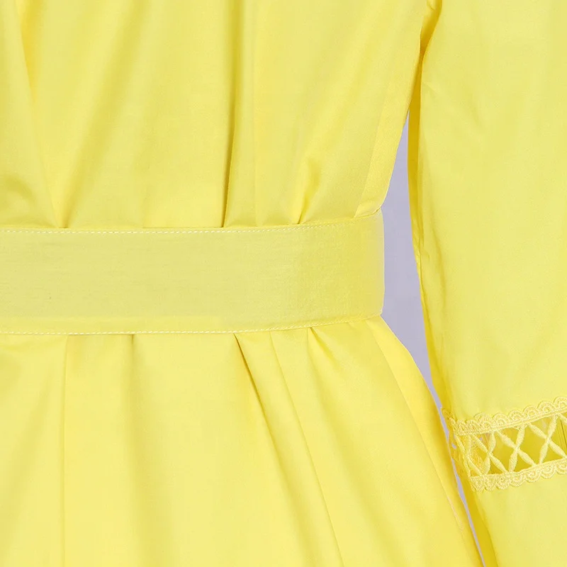 2022 Amazon Embroidered Stand Collar Long-Sleeved High-Waisted Long Simple White Women I Casual Clothes Dresses