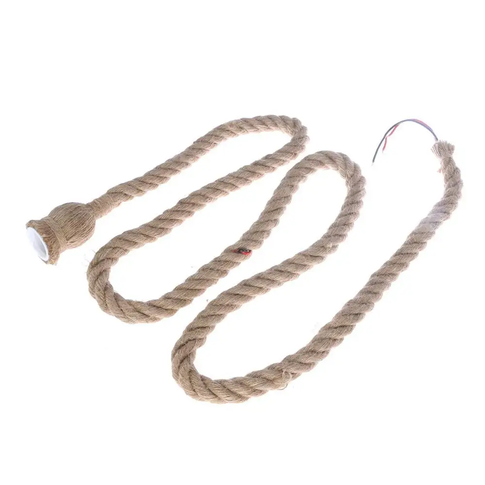 Vintage Hemp Rope Electric Cord Wire for DIY E27 Edison Bulb Pendant Light Decor Lamp Single Natural Jute Light Blub
