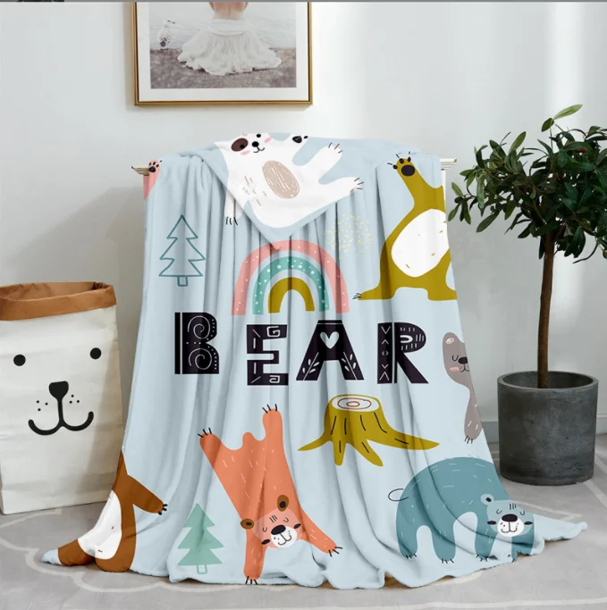 CVS BSCI Cozy Decorative DIY microfiber 3d printed 100% polyester flannel sublimation animal horse native print fleece blanket