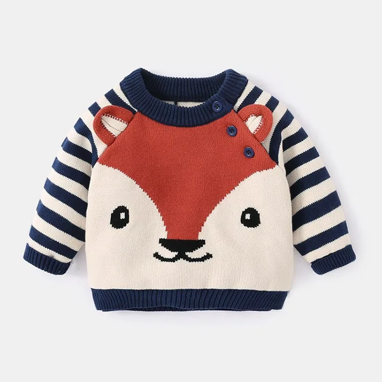 cartoon jacquard thickening knit baby sweaters winter baby clothes kids pullovers