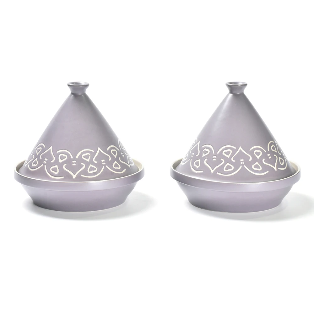 Wholesale Matt grey purple custom Stamping Ceramic Dinnerware Set