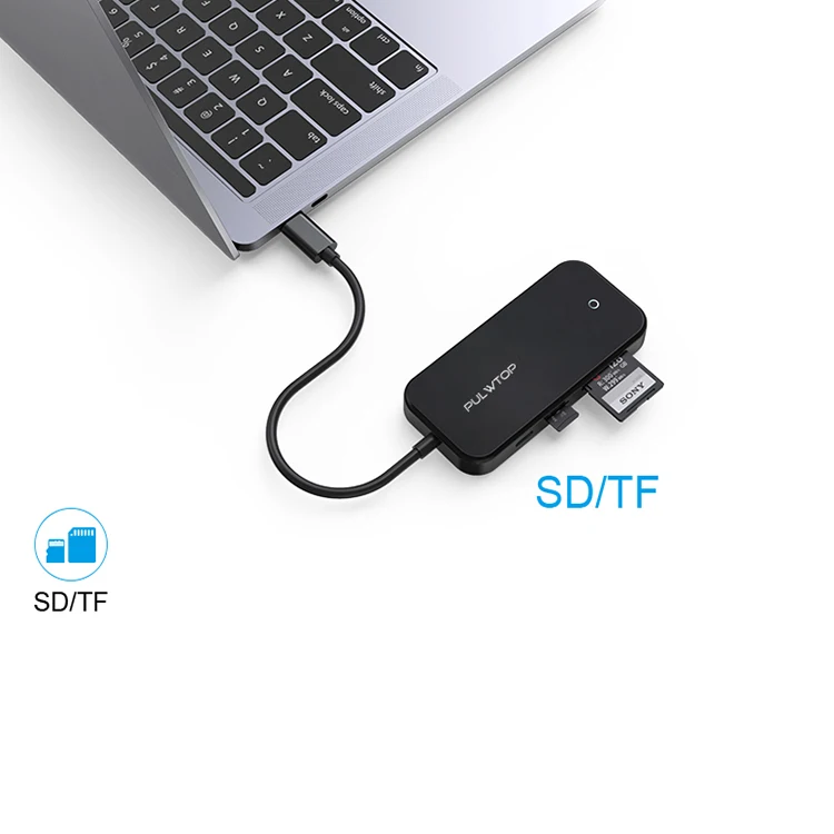 Pulwtop Портативный usb 3,0 sd кард-ридер адаптер для usb-концентратора типа c