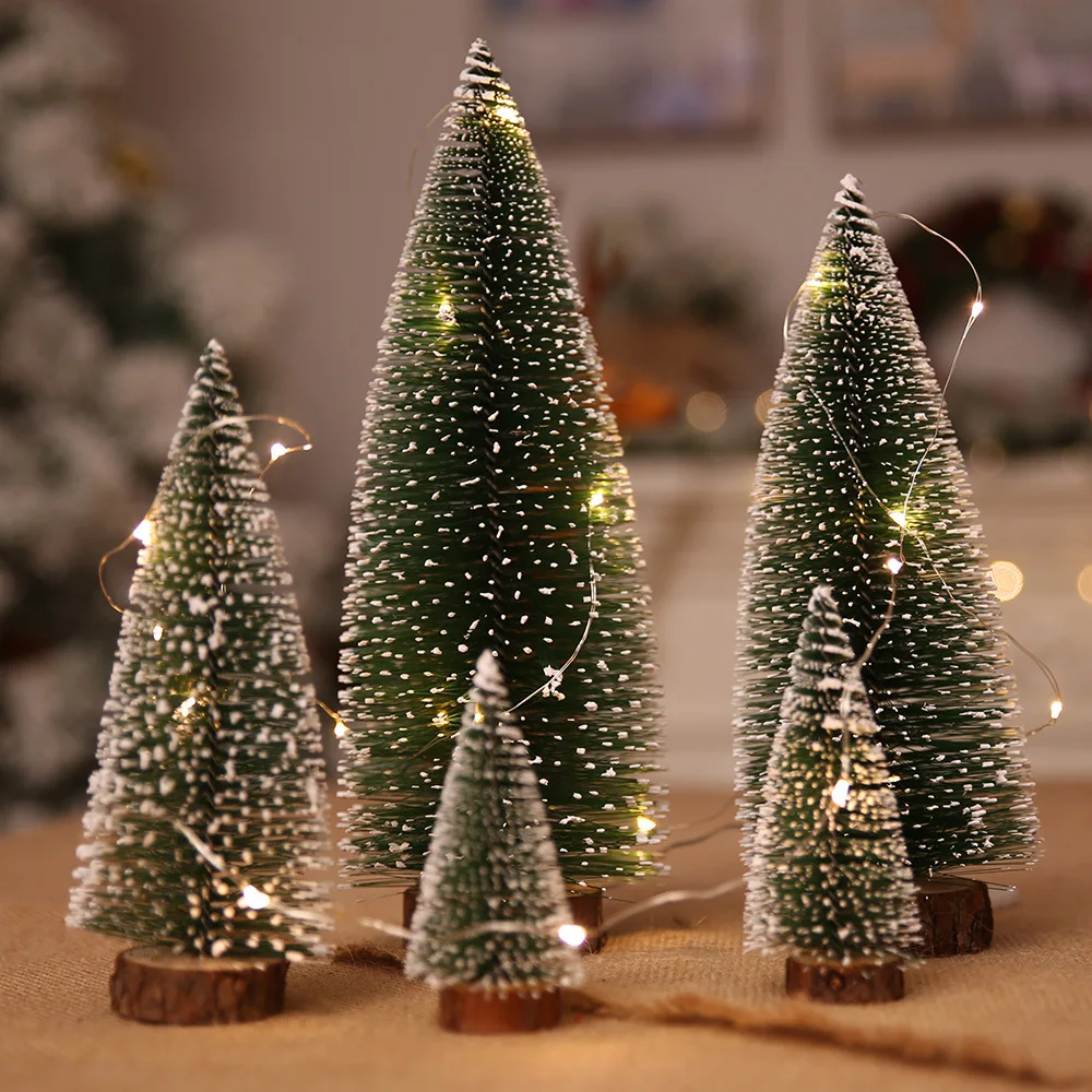 Dream Loom Mini Christmas Tree A Set of 5 Sizes Artificial Small Tree with Wooden Bases for Xmas Holiday Room Tabletop Decor