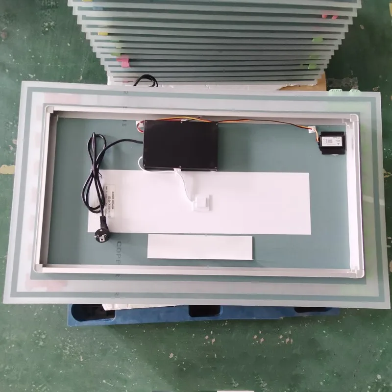 Custom 24 x 39 Fog Free LED Mirror Bathroom Vanity with Lights Dimming Touch Button Water Proof Makeup mirror with clock time