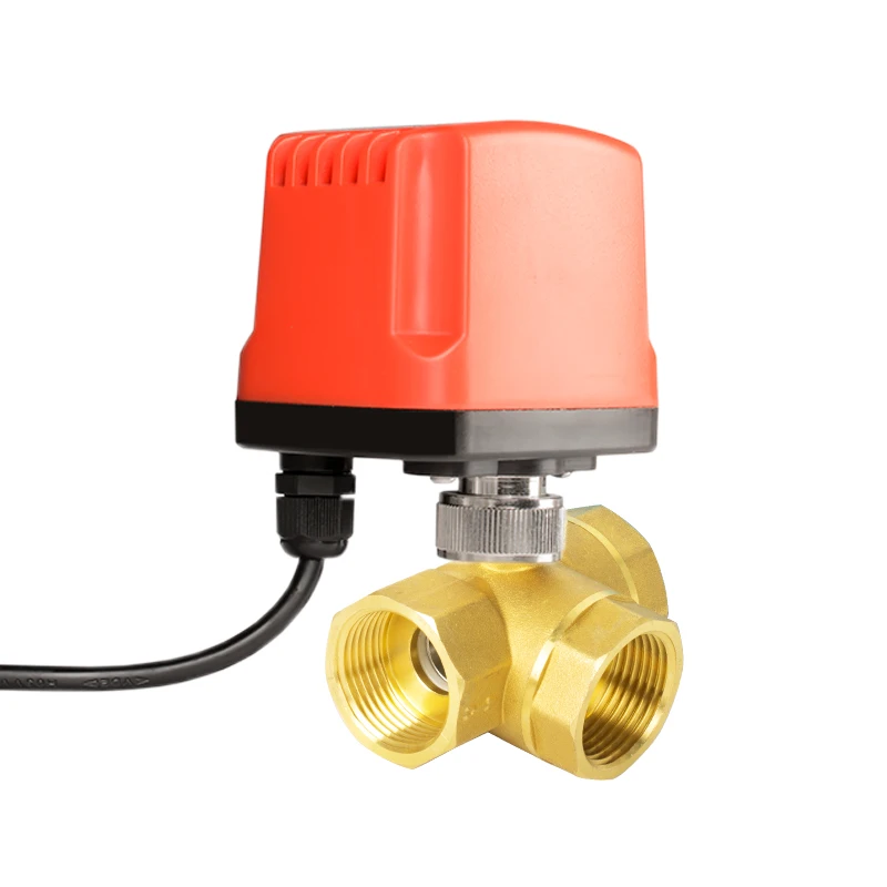 Factory direct sale 1-inch quick opening and closing normally closed wire buckle brass valve electric three-way ball valve 220V