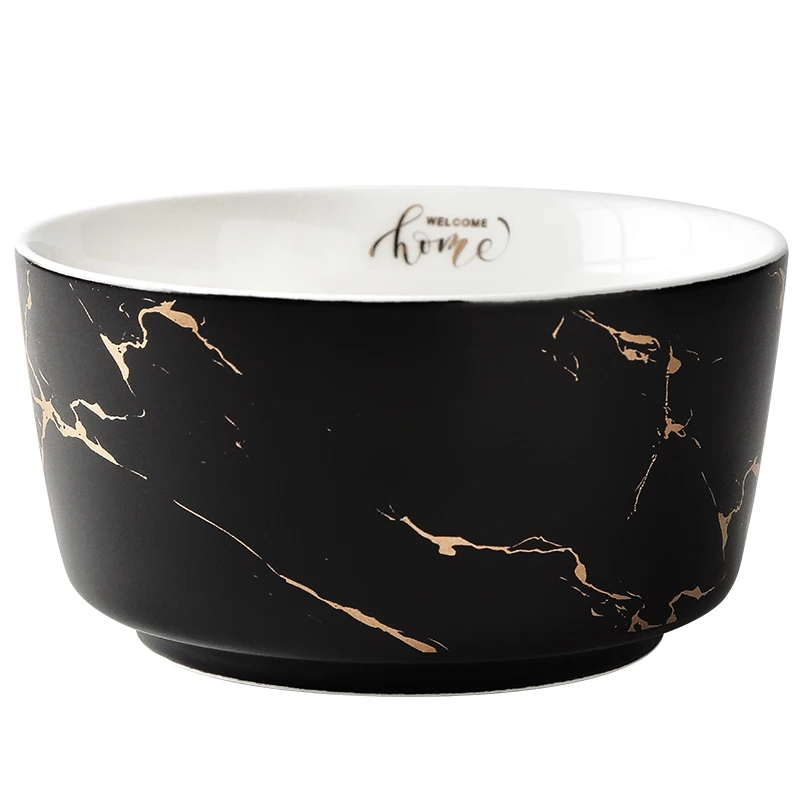 Wholesale Ceramic Soup Bowls for Kitchen Marble Ramen Serving Bowl Set