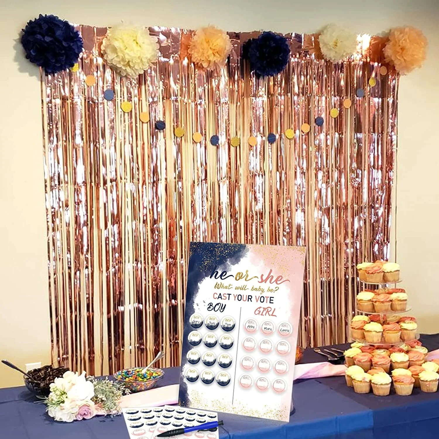 Boy Or Girl Poster Board With Stickers Baby Shower Gender Reveal Team Voting Game Party Supplies Decorations