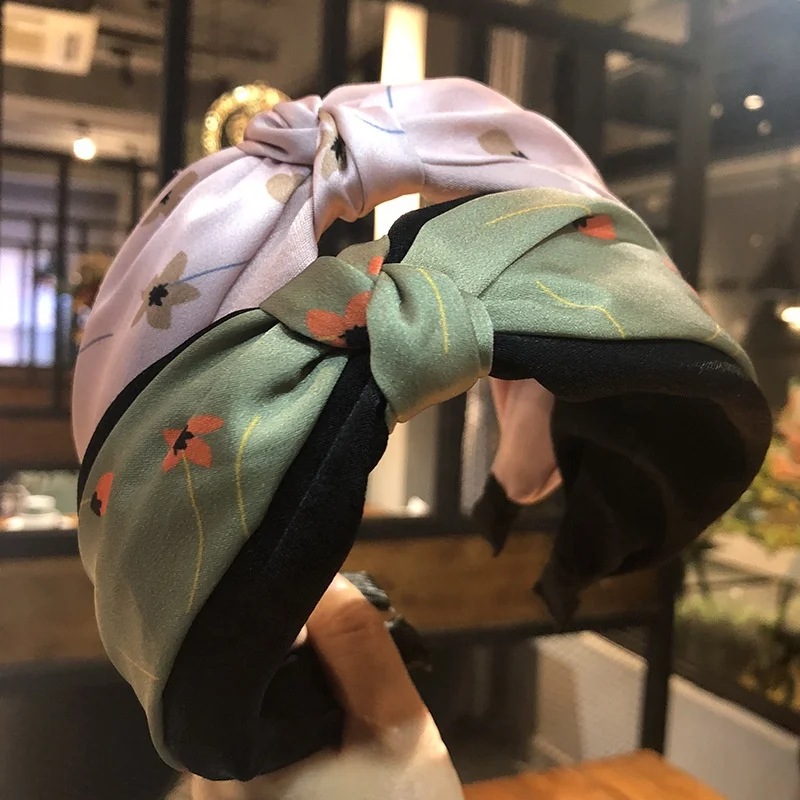 2022 fashion two-color cheap ladies hair band flower wide cross woman knot head bands