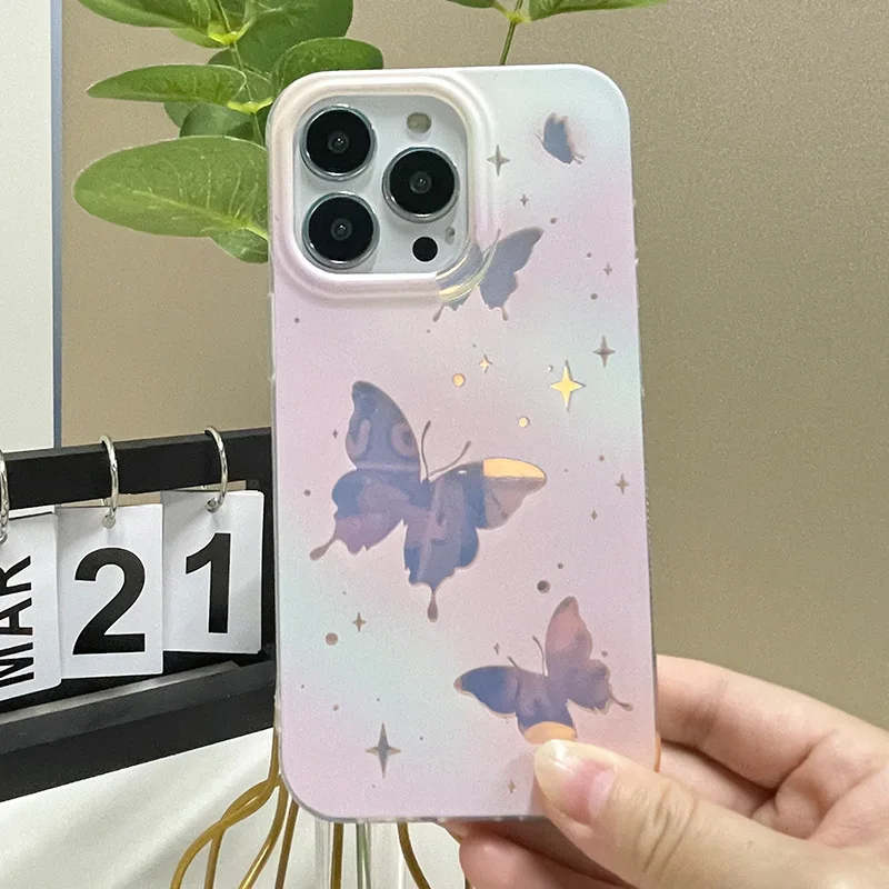 ins Little Fresh Dazzle phone case Laser anti-wear and anti-fall protection case