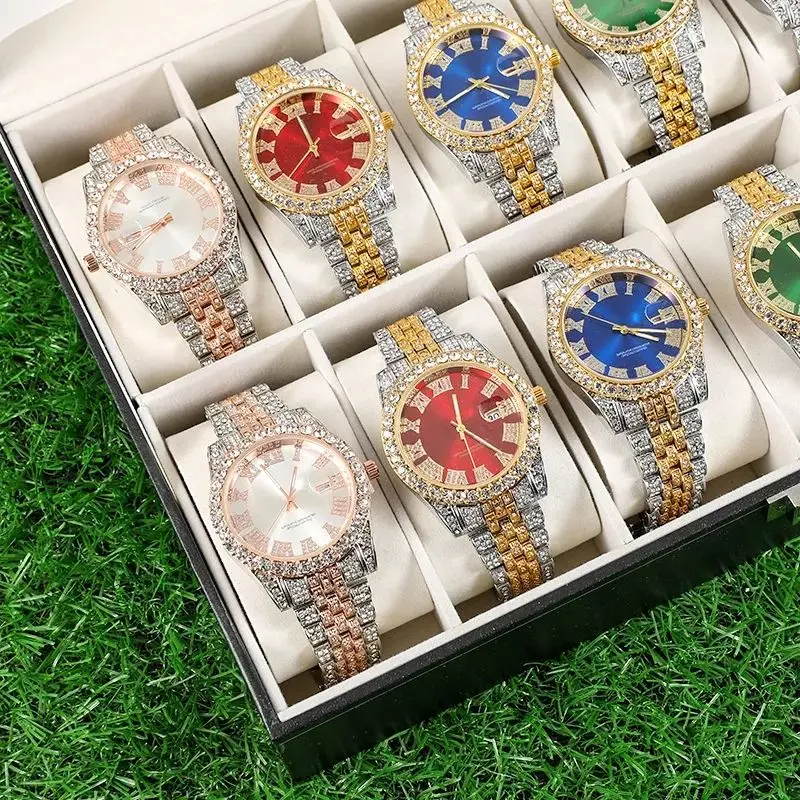 stainless steel gold hand diamond mans watch ladies women luxury wrist men quartz watches