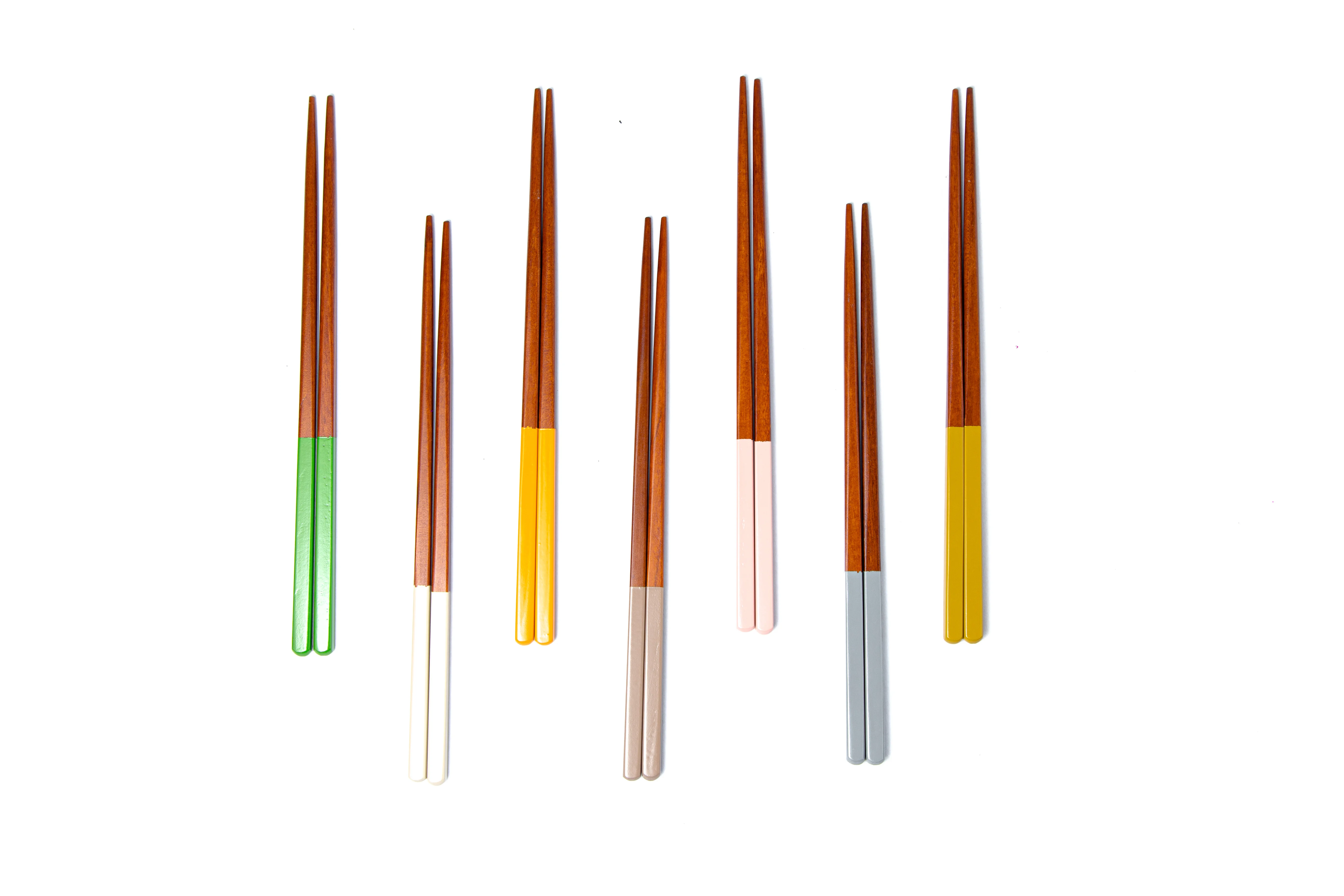 Eco-friendly reusable duo - tone wooden spoon and chopstick set round handle luxury hotel restaurant cutlery set