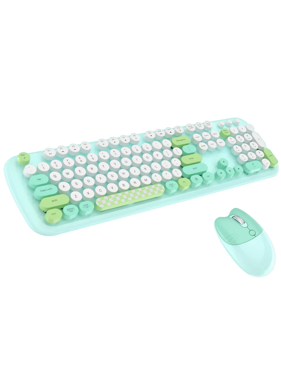 Full-Size Keyboard Mouse Combo Round-Keycap Design Genre Keyboard Mouse Combos