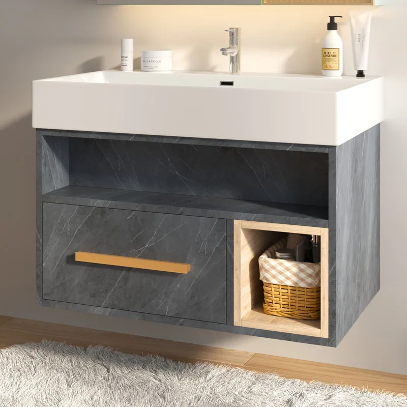 Modern Luxury Wall Mount Floating Cabinet Sanitary Ware Bathroom Vanity Cabinet With Ceramic Sink