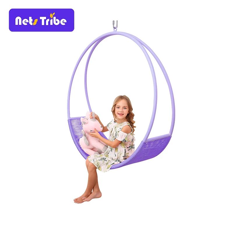 
Factory direct outdoor garden swing hot sale pink swing rattan hanging chair 