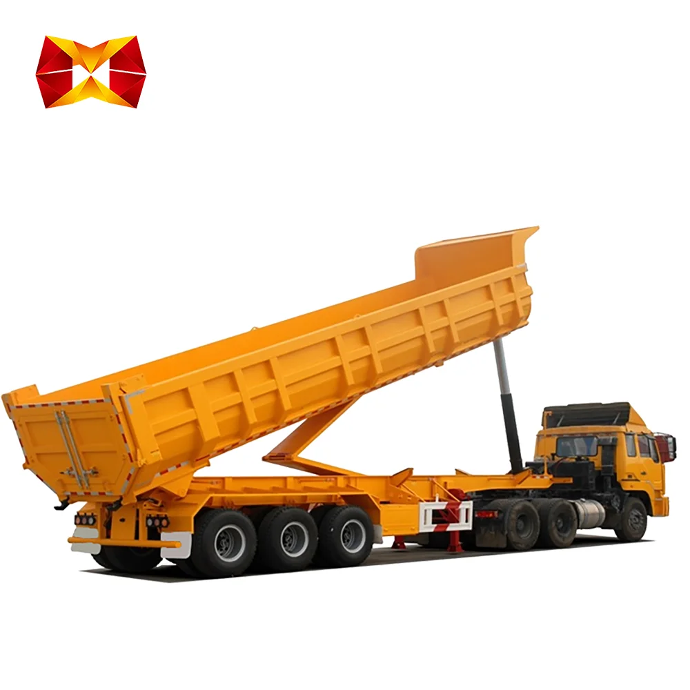60 Ton rear tipper bulk dump Agricultural barley Hydraulic rollover atv side farm tractor trailer buggy utility tandem for sale