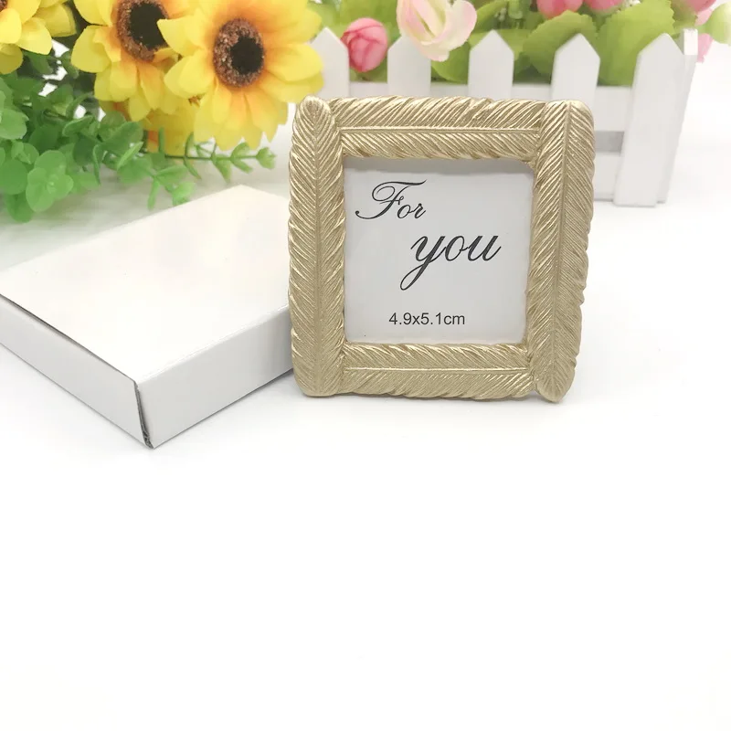 Elegant Gold Feather Picture Frames Wedding Favors Decorative Golden Plumage Place Card Holder Home Ornament