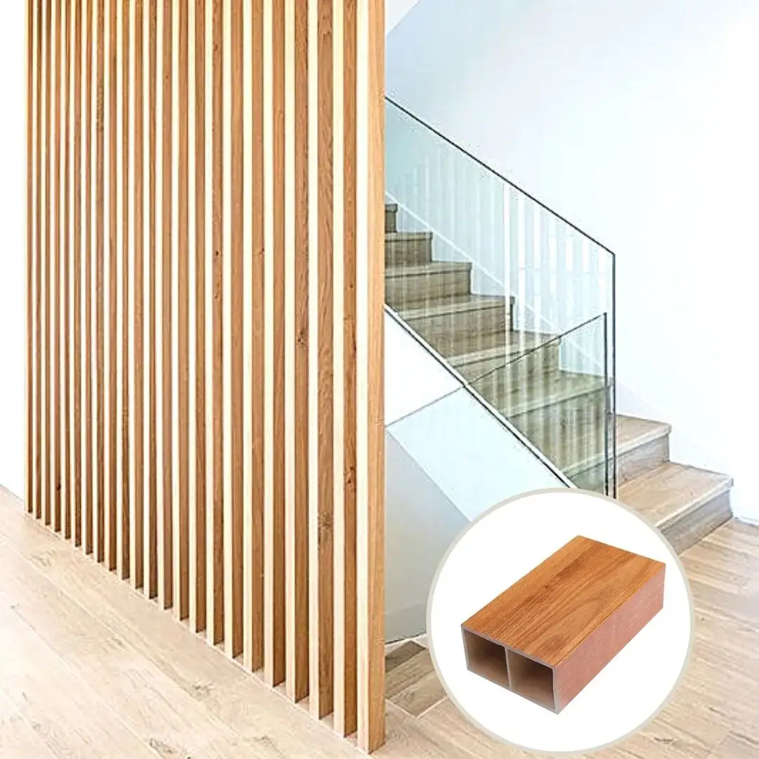Interior Decorative Hollow Wooden Batten Wood Plastic Composite Square Timber Tube