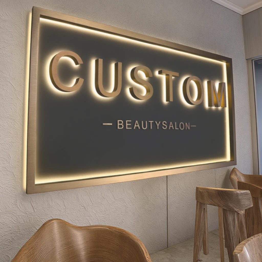 Custom Store Company Brand Logo Letter Sign Backlit Business Led Channel Signs for Beauty Salon Business
