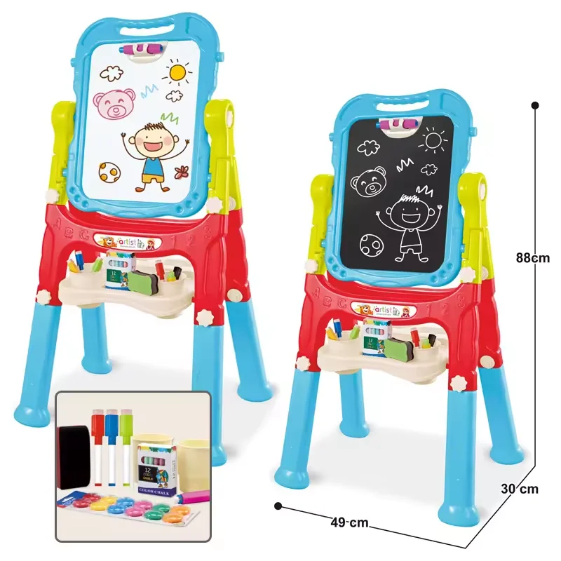 Multi Color Pen 360 Rotate Double Side Adjusting Height Easel Set Painting Table DIY Painting Kids Magic Drawing Board