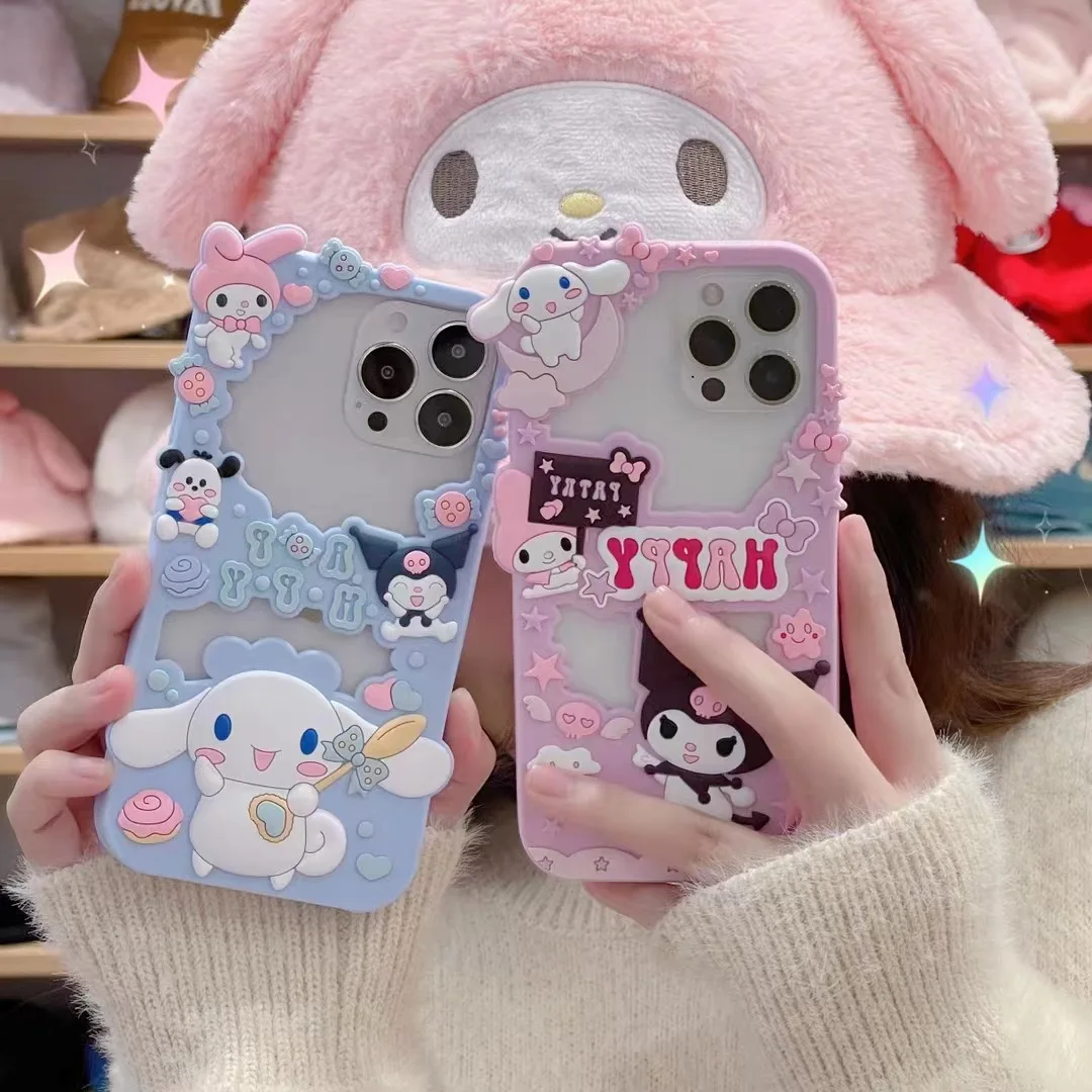 3D Cartoon Sanrio My Melody Soft Silicone TPU Phone Cases For iPhone 14 Pro 13 12 11 Pro Max  Mobile Cover Cute Pink Girl
