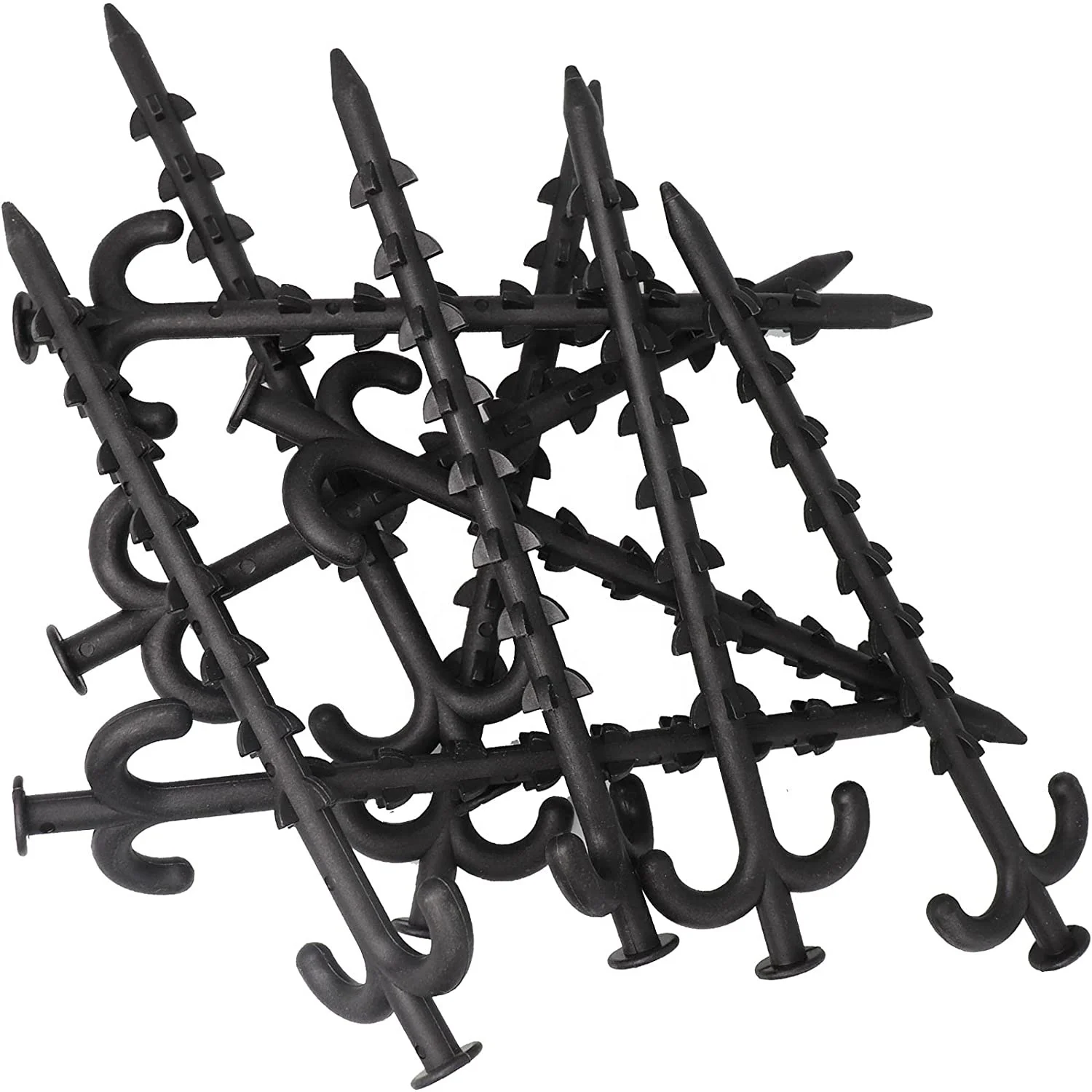 Garden Plastic Edging Stakes Double Hook Landscape Anchor Nails for Holding Landscape Fabric Garden Netting Weed Blanket