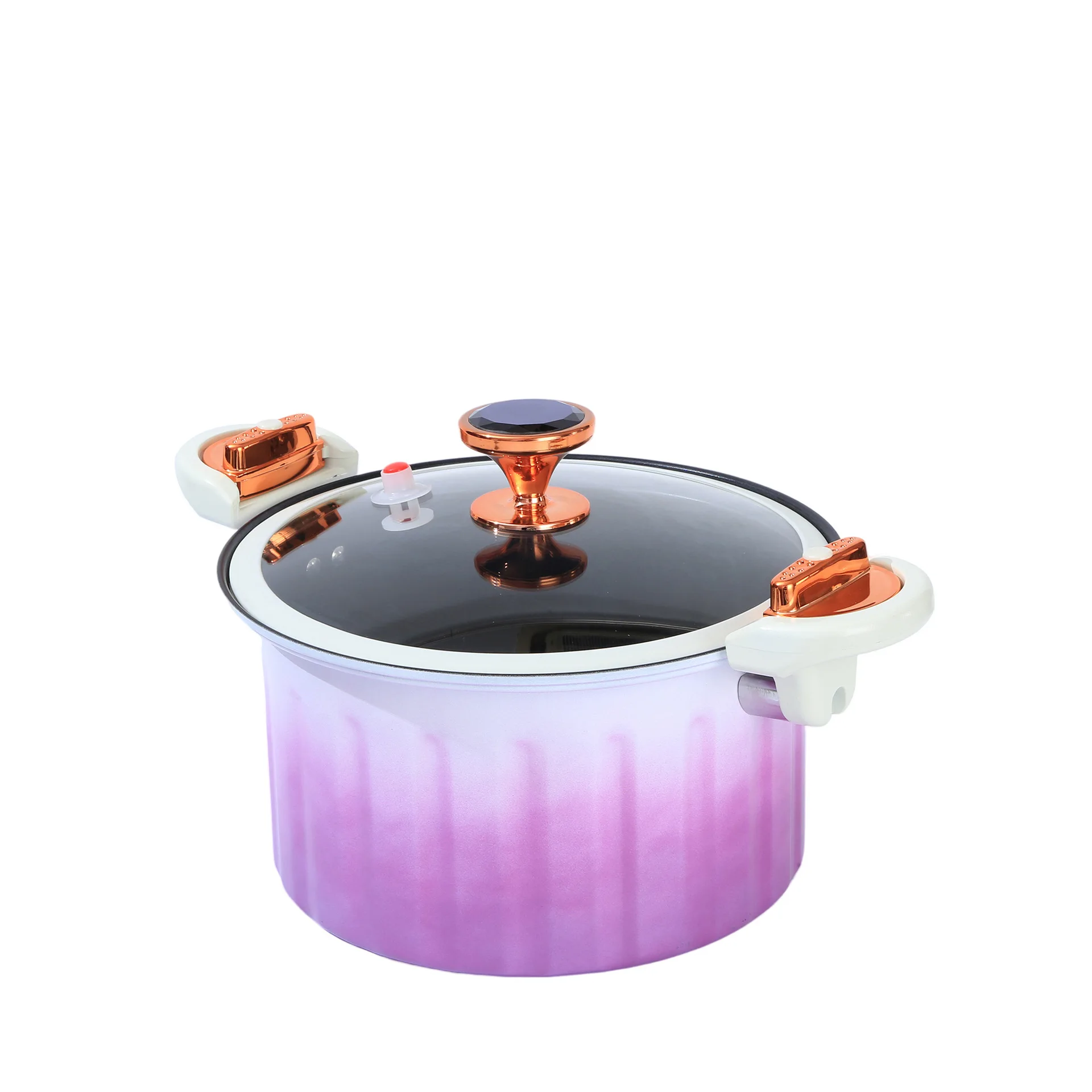 Household non stick micro pressure cooker double ear soup pot large capacity gas cooker Enamel Pot Cooker With Glass Lid