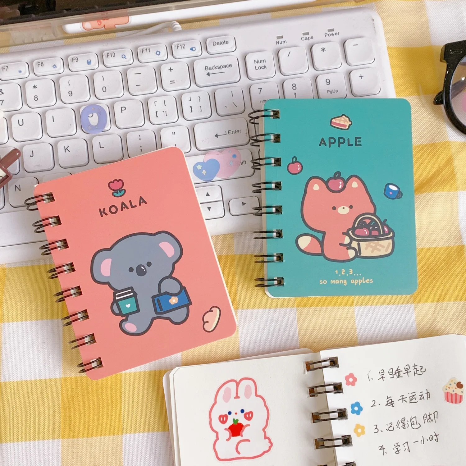School Office Supply Cartoon Mini Coil Notebook Diary Book ske Exercise Book Carry Rollover Coil Notebook
