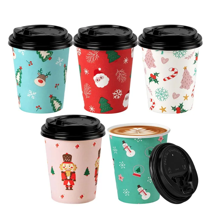 New Arrival Custom Unbreakable Environmental Dinnerware Set Disposable Paper Cups For Christmas Party