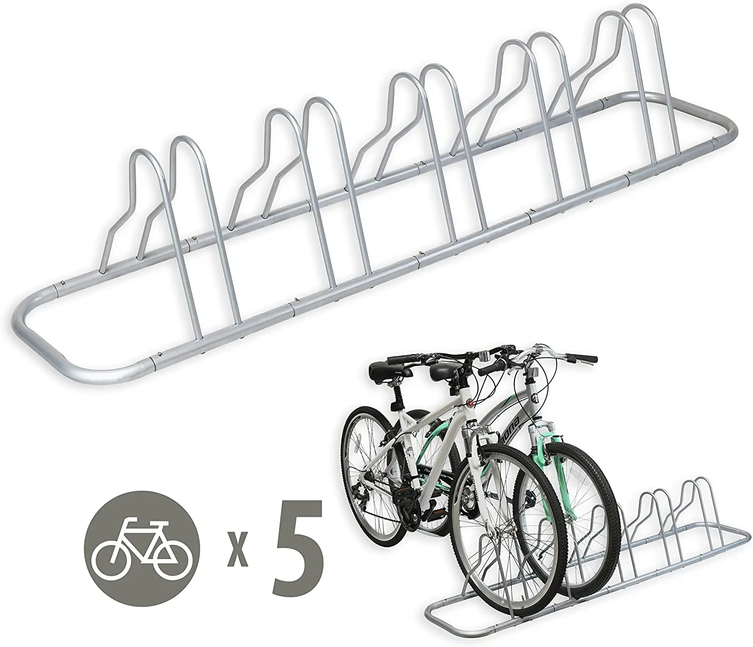 5 Bike Bicycle Floor Parking Adjustable Storage Stand