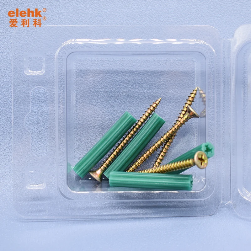 Fastener Manufactory High quality wall plug plastic 7*35 mm green plugs anchor wall pipe plug with screw
