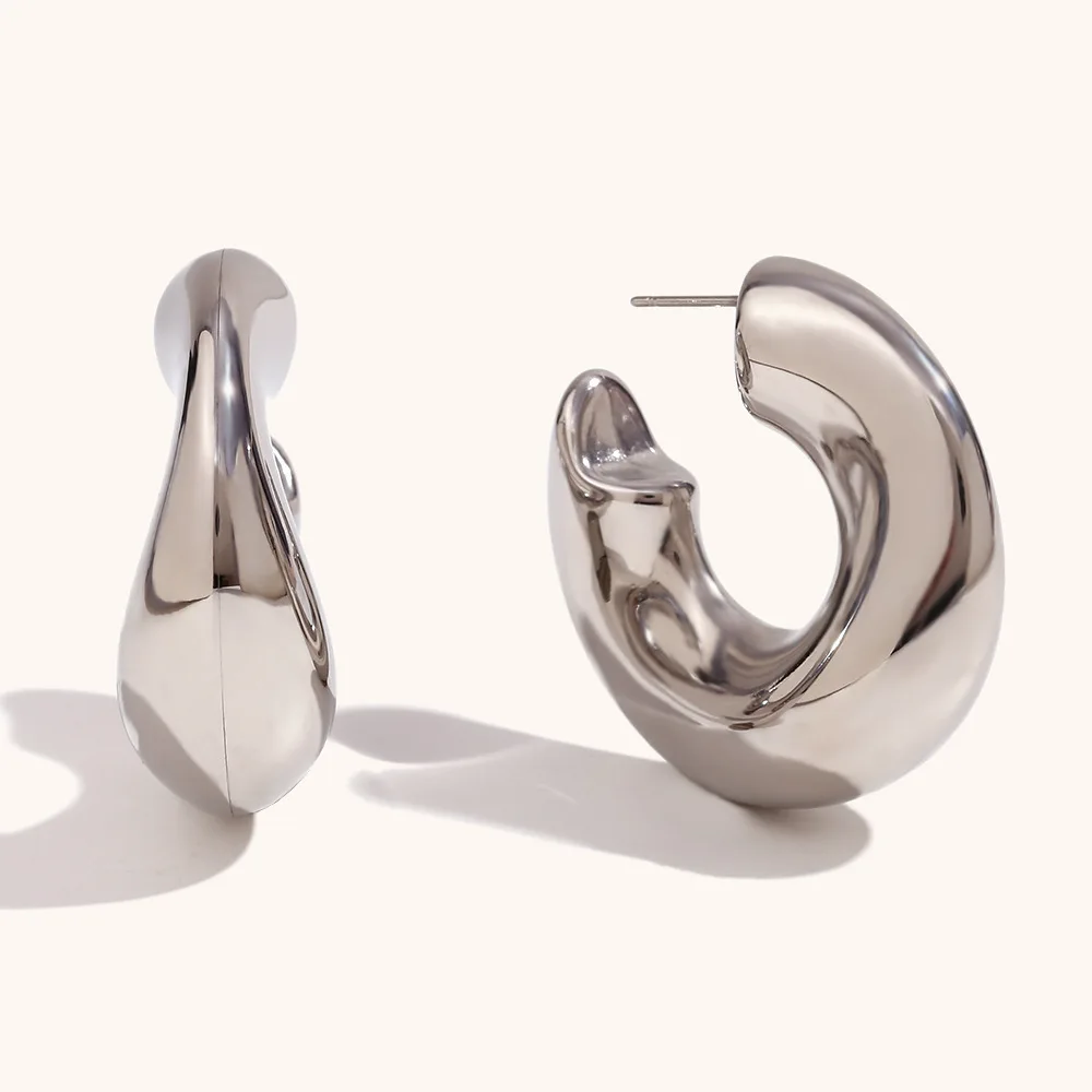 New Copper Geometric Creative Chunky Earrings Minimalist Metal High Quality 18k Gold Plated Earrings Statement Jewelry