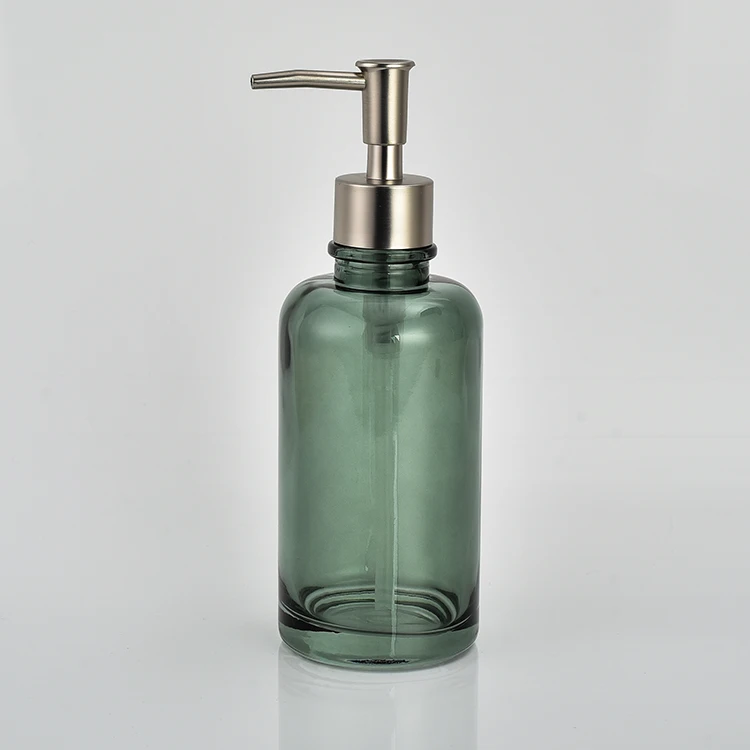 
Hotel Decorative High Quality Transparent Green Glass 5 Pieces Bathroom Accessories Set 